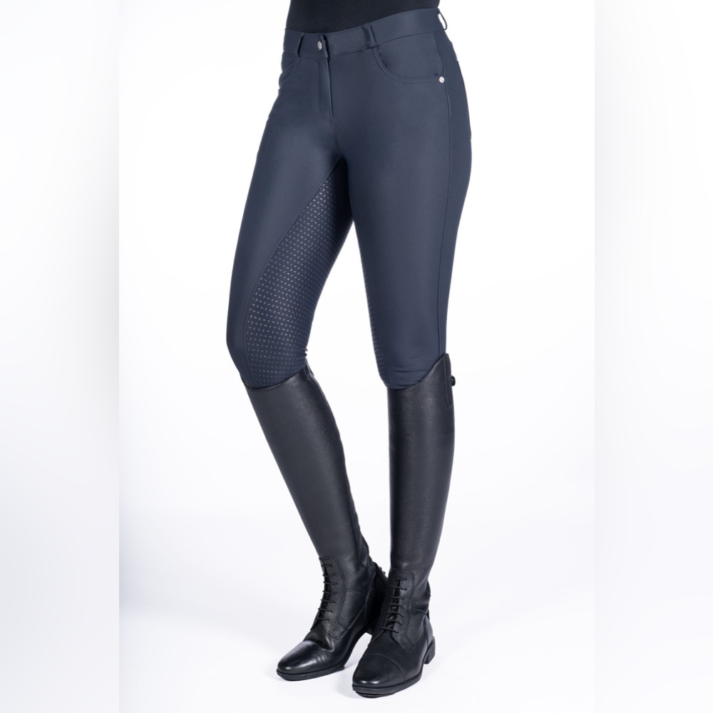 HKM Luna Riding Breeches- silicone full seat - Deep Blue (very dark navy)